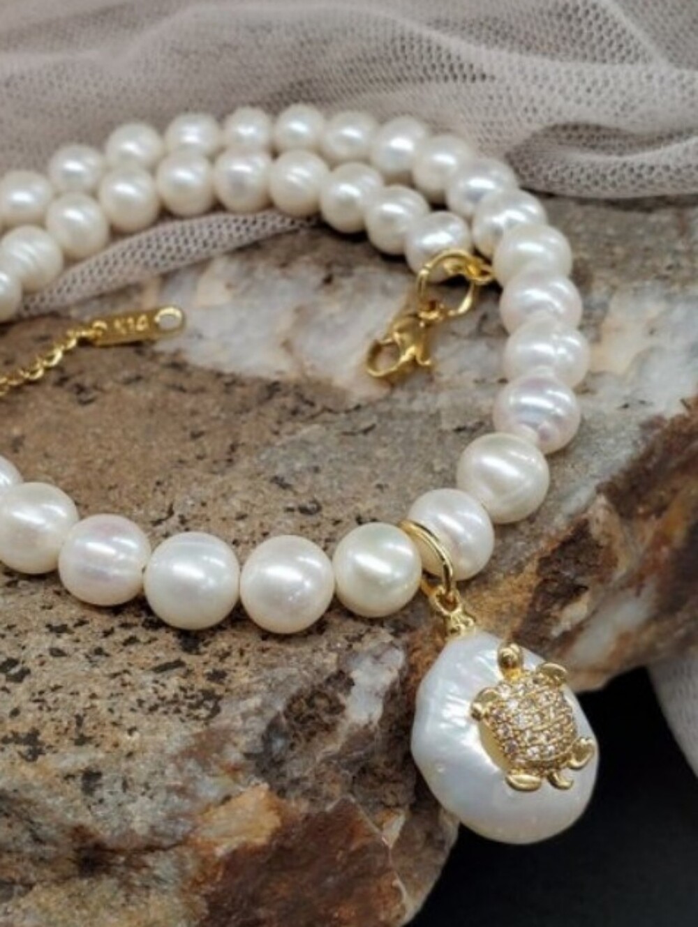 Genuine Pearls 14K Gold plated Pendant BAROQUE Coin Pearl Hypoallergenic